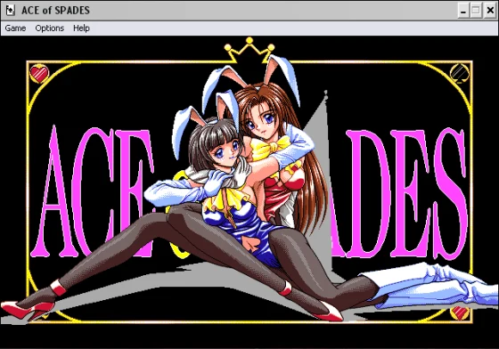 Title screen featuring two ladies in bunny suits embracing
