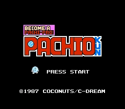 The English language edited title screen for Become a Pachi-pro! Pachio-kun